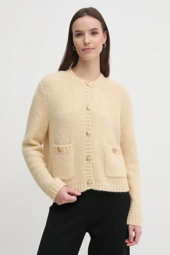 Kardigán s prímesou vlny Tommy Hilfiger béžová farba, WW0WW44473