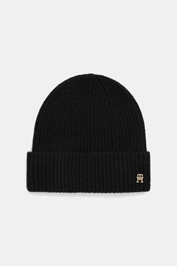 Kašmírová čiapka Tommy Hilfiger čierna farba, AW0AW17772