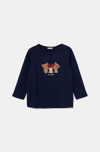 Detské bavlnené tričko s dlhým rukávom United Colors of Benetton tmavomodrá farba, 3ATNA105L