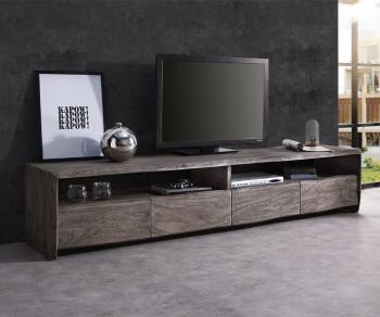 TV stolík Live Edge 230 cm akácia platina 4 zásuvky