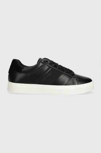 Kožené tenisky Calvin Klein CUPSOLE LACE UP HE LTH čierna farba, HW0HW02051