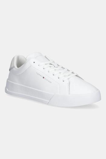 Kožené tenisky Tommy Hilfiger TH COURT LTH DETAIL ESS čierna farba, FM0FM05367