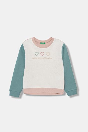 Bavlnená mikina United Colors of Benetton biela farba, s potlačou, 3J70G10JR
