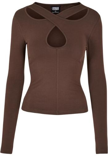 Urban Classics Ladies Crossed Cut Out Longsleeve brown - XL