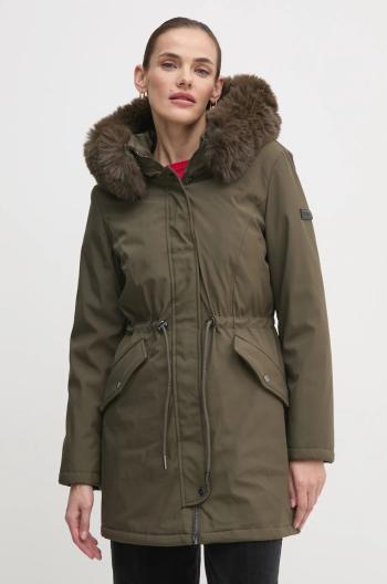 Bunda parka Dkny dámska, zelená farba, zimná, DLEMPT22