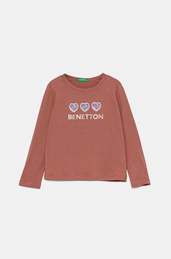 Detská bavlnená košeľa s dlhým rukávom United Colors of Benetton oranžová farba, 3ATNG10GI