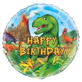 Balon foliový narozeniny - happy birthday - dinosaurus - 45 cm (11179583072)