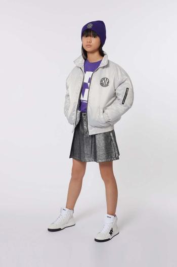 Dievčenská rifľová sukňa Dkny šedá farba, mini, rovný strih, D60227
