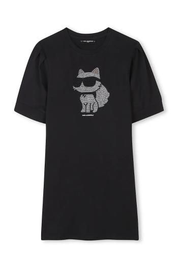 Dievčenské šaty Karl Lagerfeld čierna farba, mini, rovný strih, Z30458