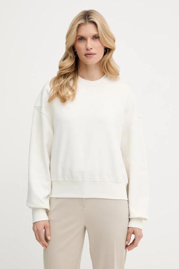 Bavlnená mikina Calvin Klein béžová farba, s nášivkou, LV044C209G