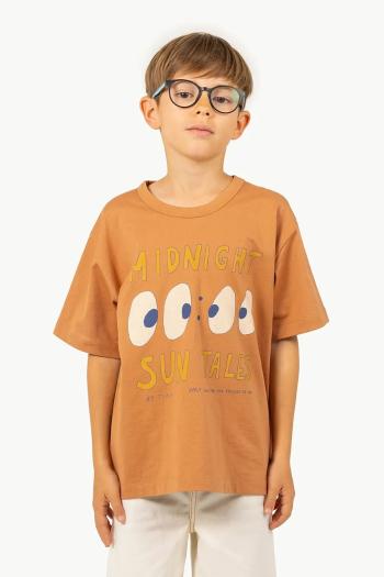 Detské bavlnené tričko Tinycottons MIDNIGHT GRAPHIC TEE hnedá farba, s potlačou, SS25-093