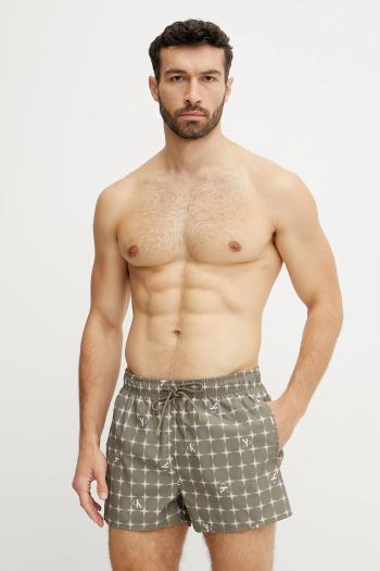 Plavkové šortky Calvin Klein zelená farba, KM0KM01172
