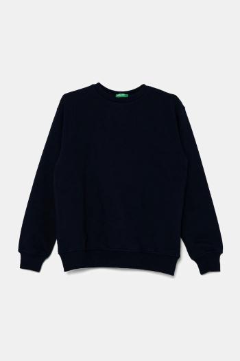 Detská bavlnená mikina United Colors of Benetton tmavomodrá farba, s potlačou, 3UNIC10O3