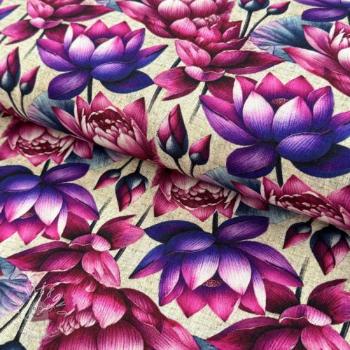 Viskóza s ľanom Marigold design D digital print
