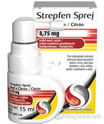 Strepfen Sprej Med a Citrón 8,75 mg 15ml