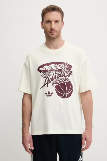 Tričko adidas Originals Hot Shot Tee pánske, béžová farba, s potlačou, JY3651