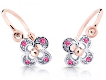Cutie Jewellery Detské náušnice z ružového zlata C2200-10-X-4 fuchsiová