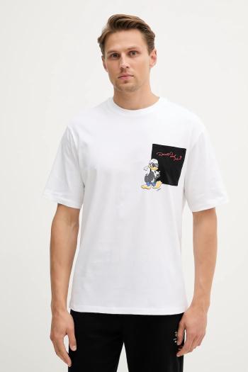 Bavlnené tričko Karl Lagerfeld DISNEY pánske, biela farba, s potlačou, 553270.755097