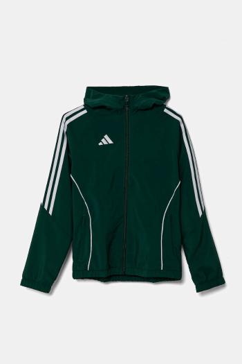 Detská mikina adidas Performance zelená farba, s kapucňou, vzorovaná, IM8796