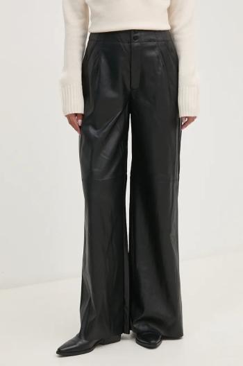 Nohavice Dkny dámske, čierna farba, široké, vysoký pás, DJ4P3039