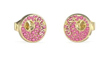 Guess Pozlátené náušnice s fuchsiovými zirkónmi Blooming Summer JUBE05228JWYGPKT/U