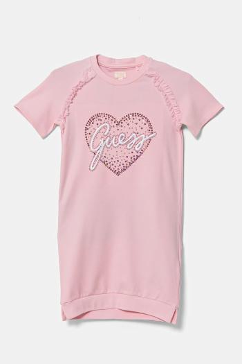 Dievčenské šaty Guess ružová farba, mini, priliehavé, K5RK02 KAUH0