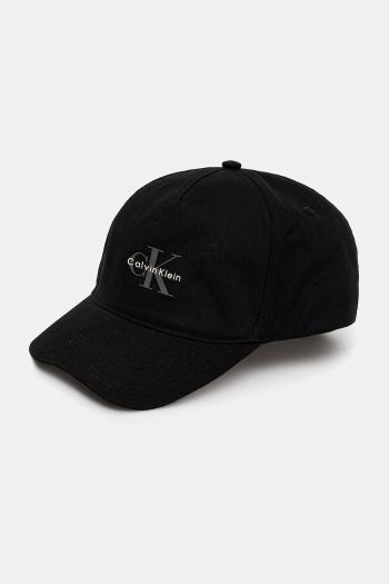 Bavlnená šiltovka Calvin Klein Jeans čierna farba, s potlačou, LV04G5032G