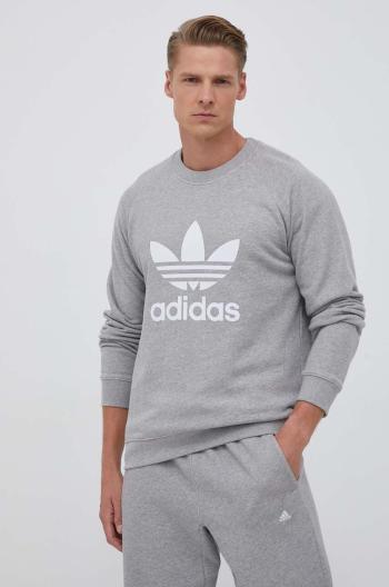 Bavlnená mikina adidas Originals pánska, šedá farba, s potlačou