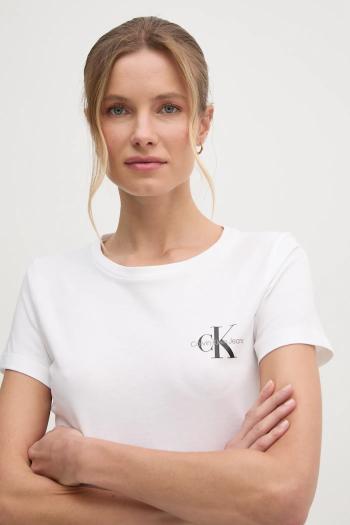 Bavlnené tričko Calvin Klein Jeans 2-pak dámske, biela farba, J20J219734