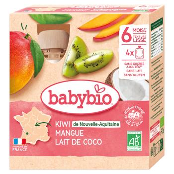 BABYBIO Kapsička kiwi, mango a kokos 6m+ 4 x 90 g