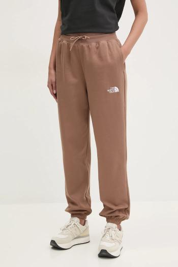 Tepláky The North Face Essential Relaxed dámske, hnedá farba, s nášivkou, NF0A8C1G6IH1