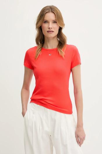Tričko Tommy Jeans dámske, oranžová farba, DW0DW17383