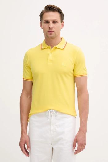 Polo tričko United Colors of Benetton pánske, žltá farba, jednofarebné, 3F9HU302E