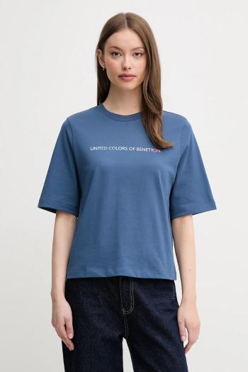 Bavlnené tričko United Colors of Benetton dámske, tmavomodrá farba, 3BL0D109D