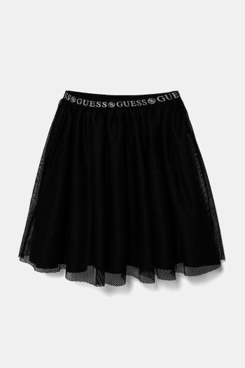 Dievčenská sukňa Guess čierna farba, mini, áčkový strih, J5RD11 KACZ0