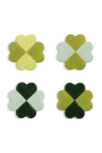 Sada podložiek pod poháre &k amsterdam lucky clover 4-pak zelená farba