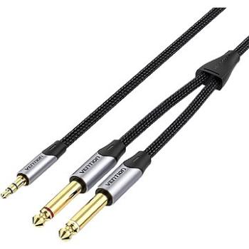 Vention Cotton Braided 3,5 mm Male to 2*6,5 mm Male Audio Cable 3 m Gray Aluminum Alloy Type (BARHI)