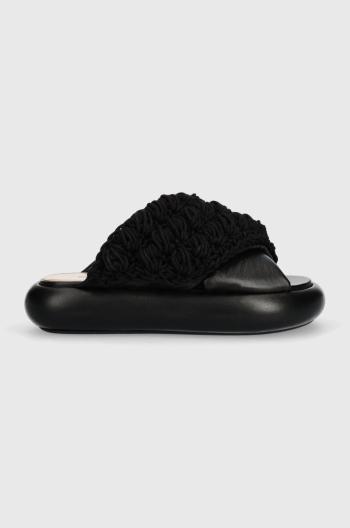 Šľapky JW Anderson Crochet Twister dámske, čierna farba, na platforme, ANW42027A