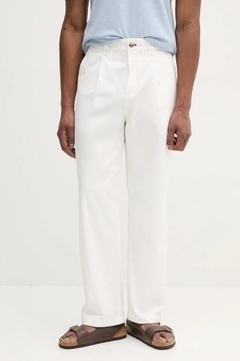 Bavlnené nohavice Tommy Hilfiger SAILING pánske, biela farba, strih chinos, MN0MN00016