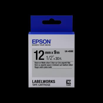 Epson LabelWorks LK-4SBE C53S654017 12mm x 9m, čierna tlač / matný strieborný podklad, matná, originálna páska