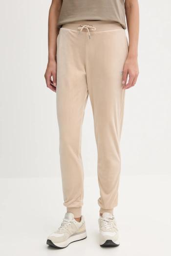 Velúrové tepláky Guess COUTURE béžová farba, jednofarebné, V3BB27 K0232