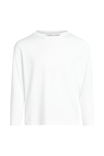 Detská bavlnená košeľa s dlhým rukávom Calvin Klein Jeans biela farba, jednofarebná, IB0IB02354