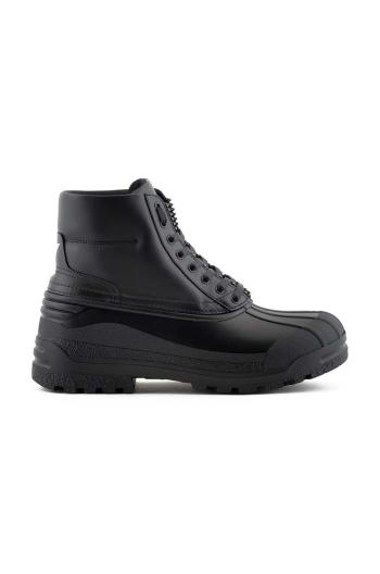 Členkové topánky Emporio Armani pánske, čierna farba, X4M391 XF741 00002