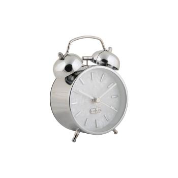 Dizajnový budík Karlsson 6009CH strieborný,priemer 12 cm