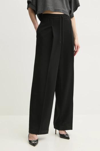 Nohavice MICHAEL Michael Kors dámske, čierna farba, široké, vysoký pás, MS530TBENX