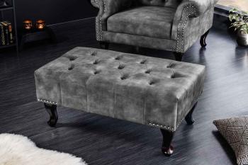 LuxD Dizajnová taburetka Chesterfield sivý zamat