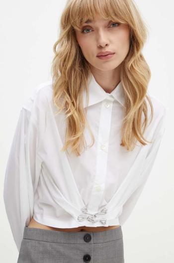 Bavlnená košeľa Moschino Jeans dámska, biela farba, regular, s klasickým golierom, 0203.8231