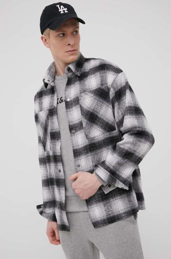 Košeľa Jack & Jones pánska, šedá farba, voľný strih