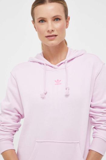 Bavlnená mikina adidas Originals dámska, fialová farba, s kapucňou, jednofarebná