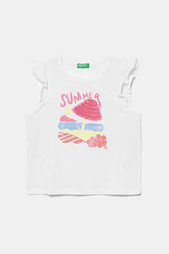 Detské bavlnené tričko United Colors of Benetton biela farba, 3I1XG10JK